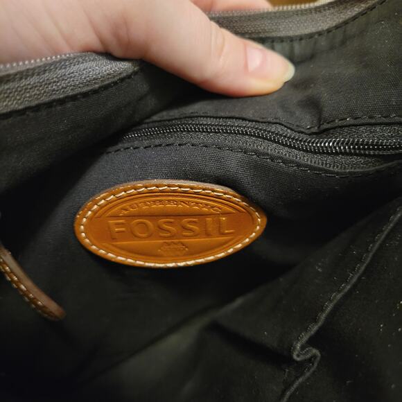 Fossil Vintage Blue Leather Messenger Bag 90s Y2K Adjustable Strap - Picture 4 of 5